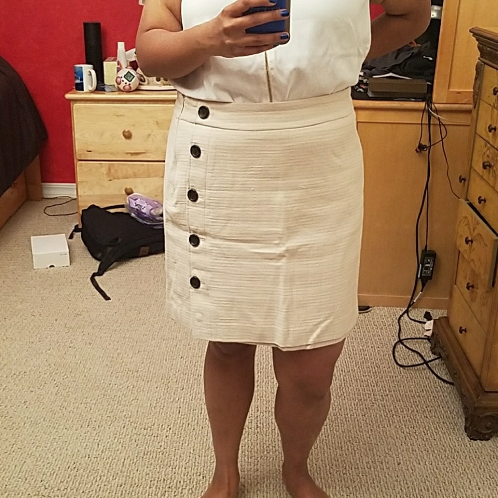 Business Buttoned Pencil Skirt